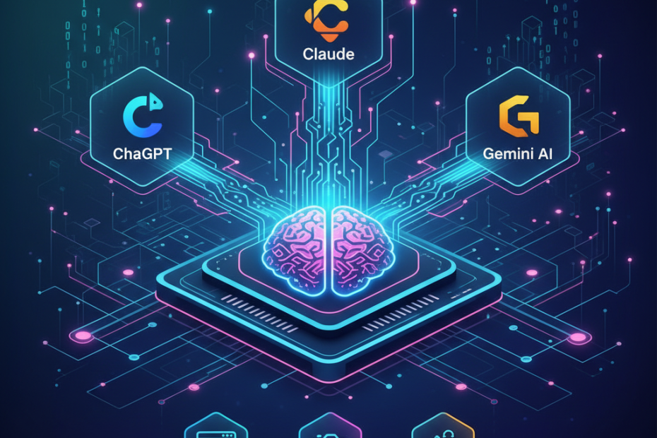 Yapay zeka içerik üretimi: ChatGPT, Claude, Gemini AI araçları, dijital içerik oluşturma, AI teknolojisi