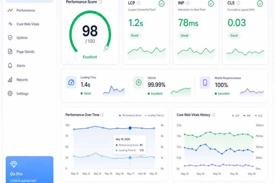 web sitesi hizi seo Core Web Vitals metrikleri dashboard